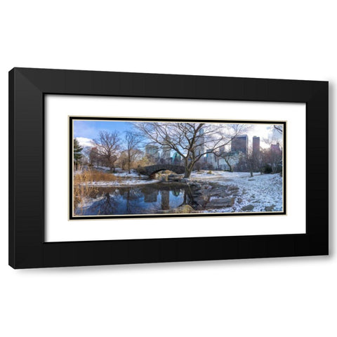 Central park with Lower Manhattan skyline, New York Black Modern Wood Framed Art Print with Double Matting by Frank, Assaf