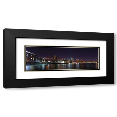 Brooklyn bridge and Lower Manhattan skyline, New York Black Modern Wood Framed Art Print with Double Matting by Frank, Assaf