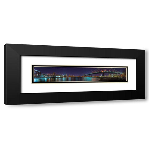 Brooklyn bridge and Manhattan bridge over East river, Lower Manhattan, New York Black Modern Wood Framed Art Print with Double Matting by Frank, Assaf