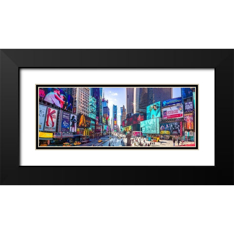Times Square-New York City Black Modern Wood Framed Art Print with Double Matting by Frank, Assaf