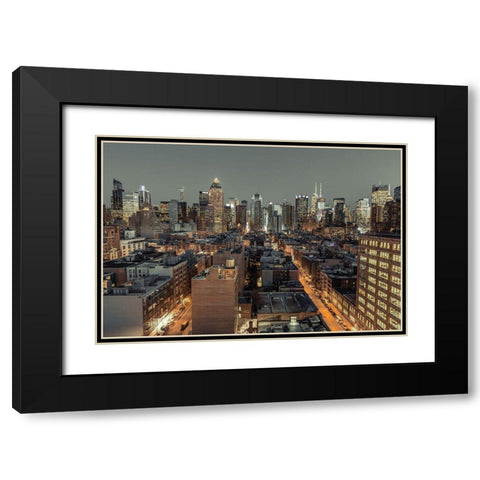 Lower Manhattan-New York Black Modern Wood Framed Art Print with Double Matting by Frank, Assaf