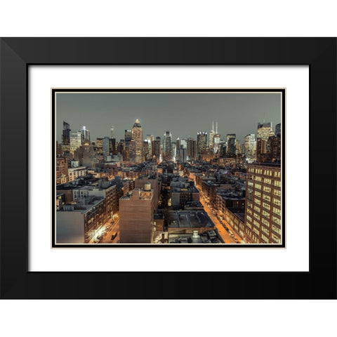 Lower Manhattan-New York Black Modern Wood Framed Art Print with Double Matting by Frank, Assaf