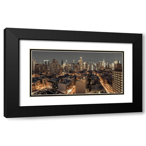 Lower Manhattan-New York Black Modern Wood Framed Art Print with Double Matting by Frank, Assaf