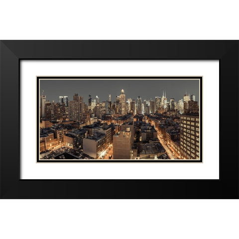 Lower Manhattan-New York Black Modern Wood Framed Art Print with Double Matting by Frank, Assaf