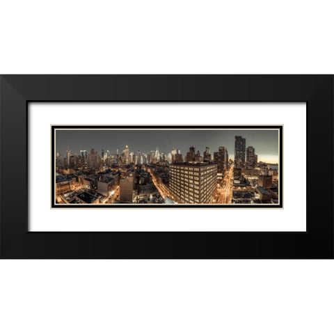 Lower Manhattan cityscape, New York Black Modern Wood Framed Art Print with Double Matting by Frank, Assaf
