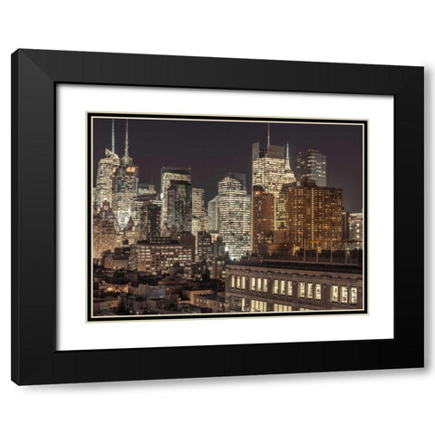 Lower Manhattan cityscape, New York Black Modern Wood Framed Art Print with Double Matting by Frank, Assaf