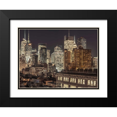 Lower Manhattan cityscape, New York Black Modern Wood Framed Art Print with Double Matting by Frank, Assaf
