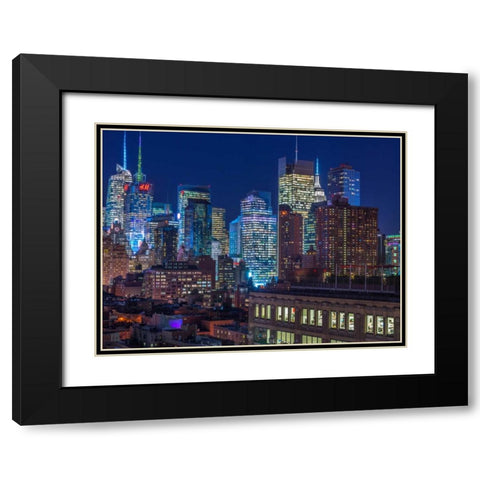 Lower Manhattan cityscape, New York Black Modern Wood Framed Art Print with Double Matting by Frank, Assaf