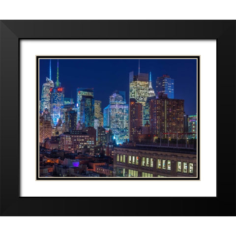 Lower Manhattan cityscape, New York Black Modern Wood Framed Art Print with Double Matting by Frank, Assaf