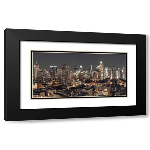 Lower Manhattan cityscape, New York Black Modern Wood Framed Art Print with Double Matting by Frank, Assaf