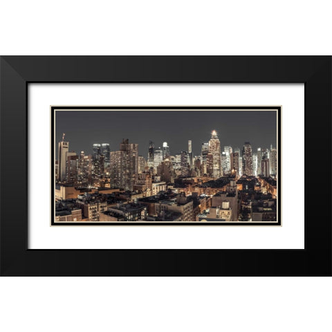 Lower Manhattan cityscape, New York Black Modern Wood Framed Art Print with Double Matting by Frank, Assaf