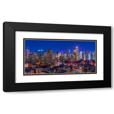 Lower Manhattan cityscape, New York Black Modern Wood Framed Art Print with Double Matting by Frank, Assaf