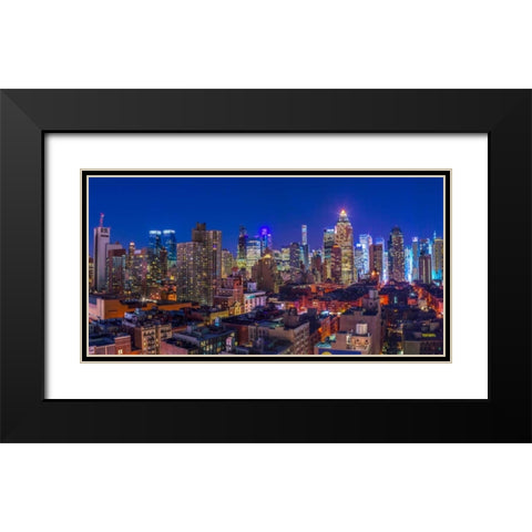 Lower Manhattan cityscape, New York Black Modern Wood Framed Art Print with Double Matting by Frank, Assaf