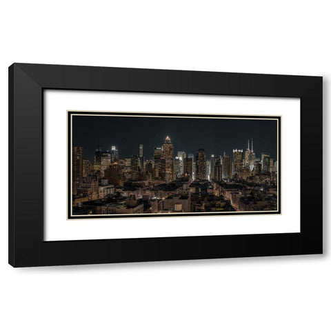 Lower Manhattan-New York Black Modern Wood Framed Art Print with Double Matting by Frank, Assaf
