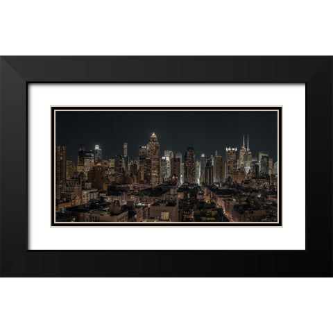Lower Manhattan-New York Black Modern Wood Framed Art Print with Double Matting by Frank, Assaf