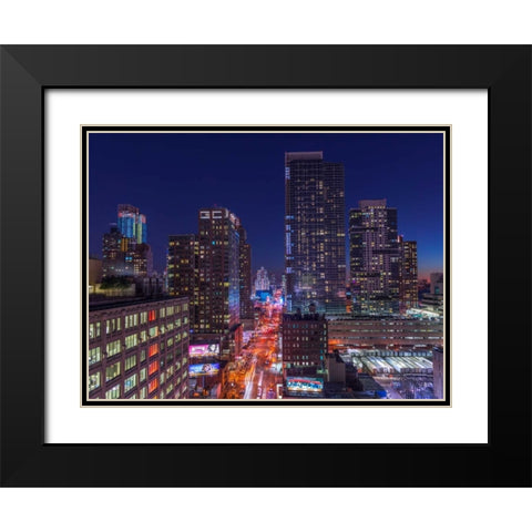 Lower Manhattan cityscape, New York Black Modern Wood Framed Art Print with Double Matting by Frank, Assaf