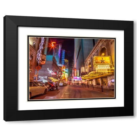 New York city stret in night Black Modern Wood Framed Art Print with Double Matting by Frank, Assaf