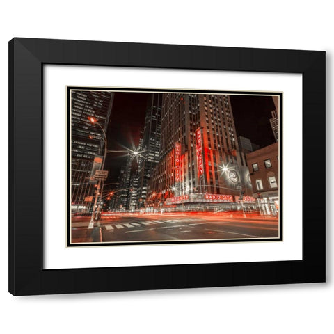 New York city stret in night Black Modern Wood Framed Art Print with Double Matting by Frank, Assaf