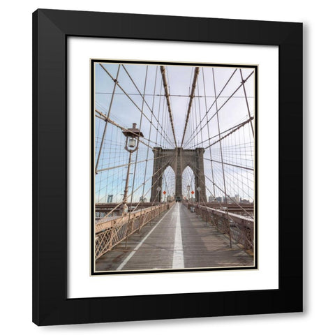 Brooklyn bridge, New York Black Modern Wood Framed Art Print with Double Matting by Frank, Assaf