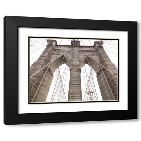 Brooklyn bridge, New York Black Modern Wood Framed Art Print with Double Matting by Frank, Assaf