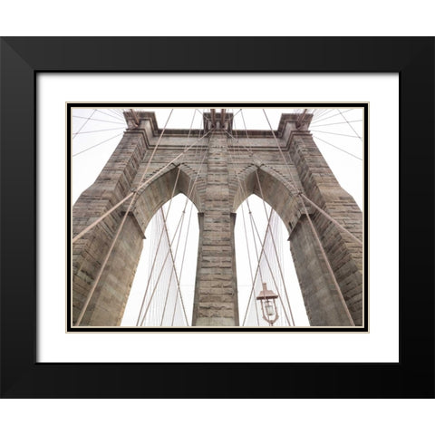 Brooklyn bridge, New York Black Modern Wood Framed Art Print with Double Matting by Frank, Assaf