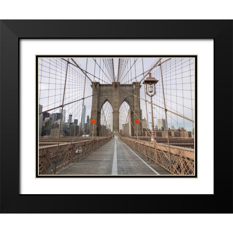 Brooklyn bridge, New York Black Modern Wood Framed Art Print with Double Matting by Frank, Assaf