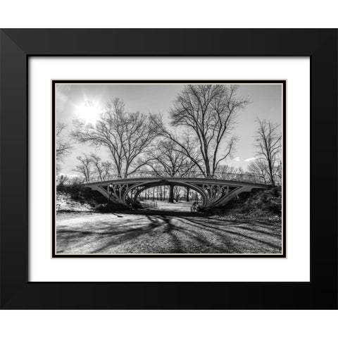 Walkway bridge in Central park, New York, FTBR-1920 Black Modern Wood Framed Art Print with Double Matting by Frank, Assaf