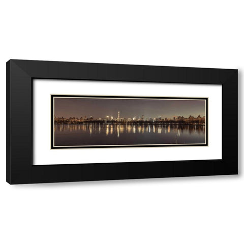 View of New York city skyline from Central park in evening Black Modern Wood Framed Art Print with Double Matting by Frank, Assaf