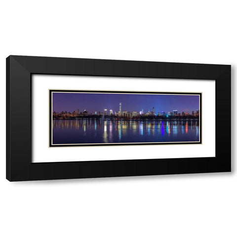 View of New York city skyline from Central park in evening Black Modern Wood Framed Art Print with Double Matting by Frank, Assaf
