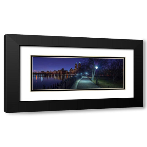 Central park in evening, New York Black Modern Wood Framed Art Print with Double Matting by Frank, Assaf