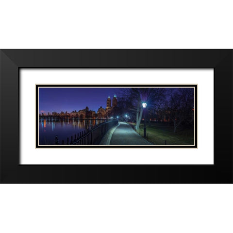 Central park in evening, New York Black Modern Wood Framed Art Print with Double Matting by Frank, Assaf