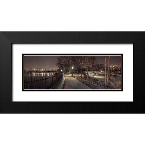 Central park in evening, New York Black Modern Wood Framed Art Print with Double Matting by Frank, Assaf