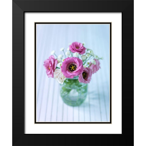 Colorful Lisianthus flowers in glass bottle Black Modern Wood Framed Art Print with Double Matting by Frank, Assaf