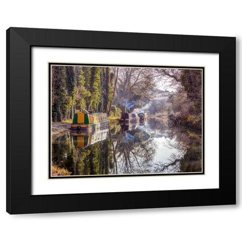 Canal with trees, Kintbury, UK Black Modern Wood Framed Art Print with Double Matting by Frank, Assaf