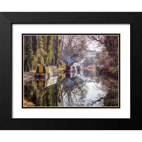Canal with trees, Kintbury, UK Black Modern Wood Framed Art Print with Double Matting by Frank, Assaf