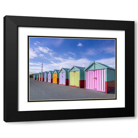 Colorful beach huts in a row Black Modern Wood Framed Art Print with Double Matting by Frank, Assaf