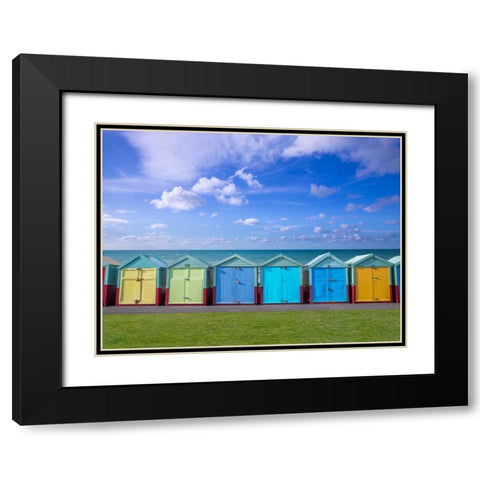 Colorful beach huts in a row Black Modern Wood Framed Art Print with Double Matting by Frank, Assaf