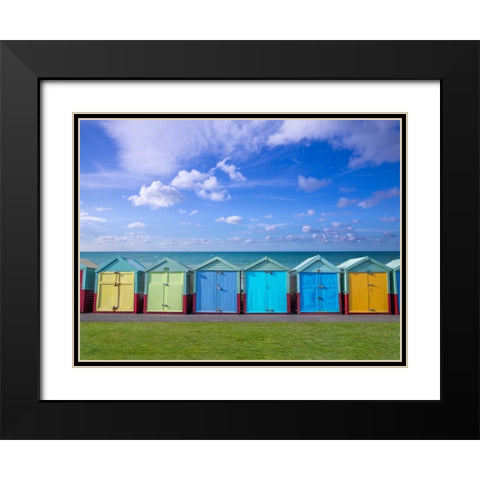 Colorful beach huts in a row Black Modern Wood Framed Art Print with Double Matting by Frank, Assaf