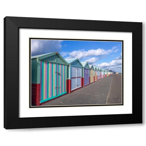 Colorful beach huts in a row Black Modern Wood Framed Art Print with Double Matting by Frank, Assaf