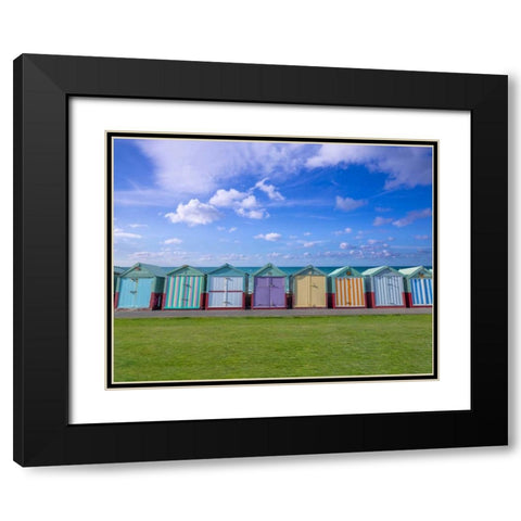 Colorful beach huts in a row Black Modern Wood Framed Art Print with Double Matting by Frank, Assaf