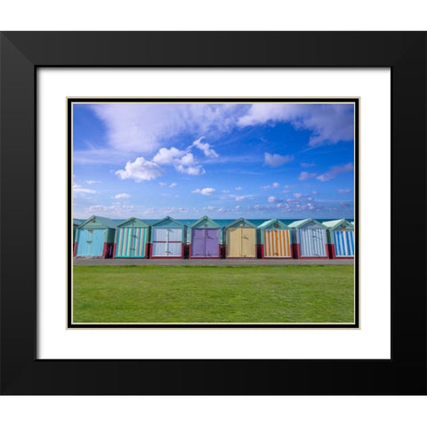 Colorful beach huts in a row Black Modern Wood Framed Art Print with Double Matting by Frank, Assaf