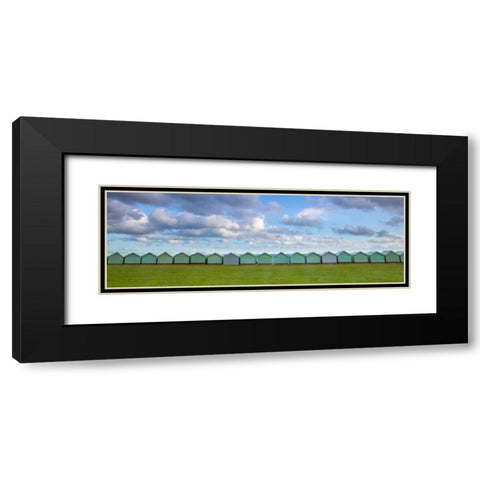 Beach huts in a row Black Modern Wood Framed Art Print with Double Matting by Frank, Assaf