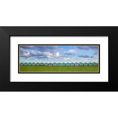 Beach huts in a row Black Modern Wood Framed Art Print with Double Matting by Frank, Assaf