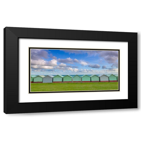 Beach huts in a row Black Modern Wood Framed Art Print with Double Matting by Frank, Assaf