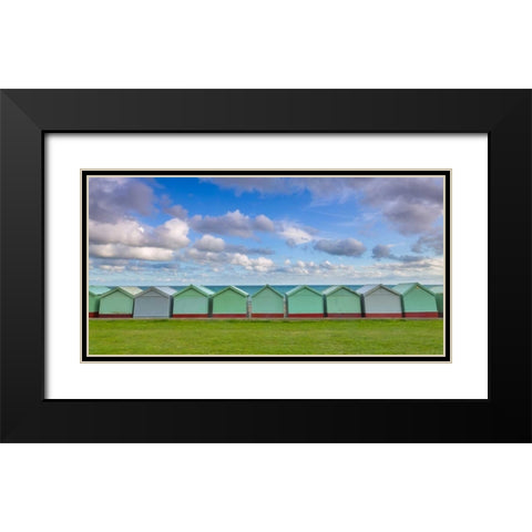 Beach huts in a row Black Modern Wood Framed Art Print with Double Matting by Frank, Assaf