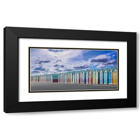 Colorful beach huts in a row Black Modern Wood Framed Art Print with Double Matting by Frank, Assaf