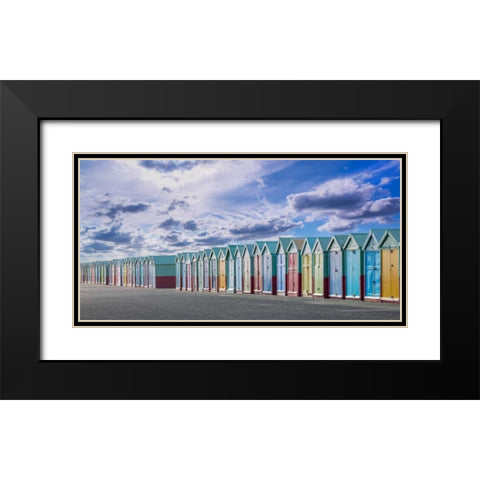 Colorful beach huts in a row Black Modern Wood Framed Art Print with Double Matting by Frank, Assaf