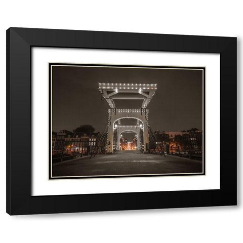 Drawbridge over canal-Amsterdam Black Modern Wood Framed Art Print with Double Matting by Frank, Assaf