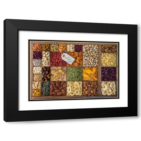 Assorted dry fruits in a wooden box Black Modern Wood Framed Art Print with Double Matting by Frank, Assaf