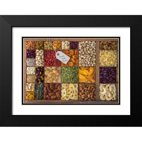 Assorted dry fruits in a wooden box Black Modern Wood Framed Art Print with Double Matting by Frank, Assaf
